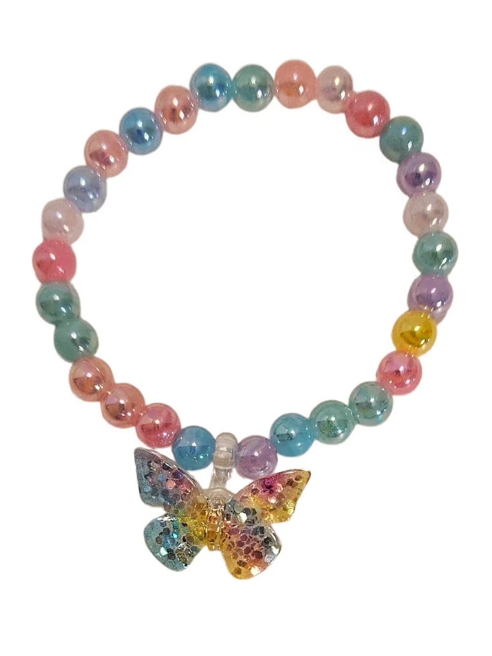 Kids Rainbow Butterfly Jewelry Set with Pink Butterfly Pouch-9 Items